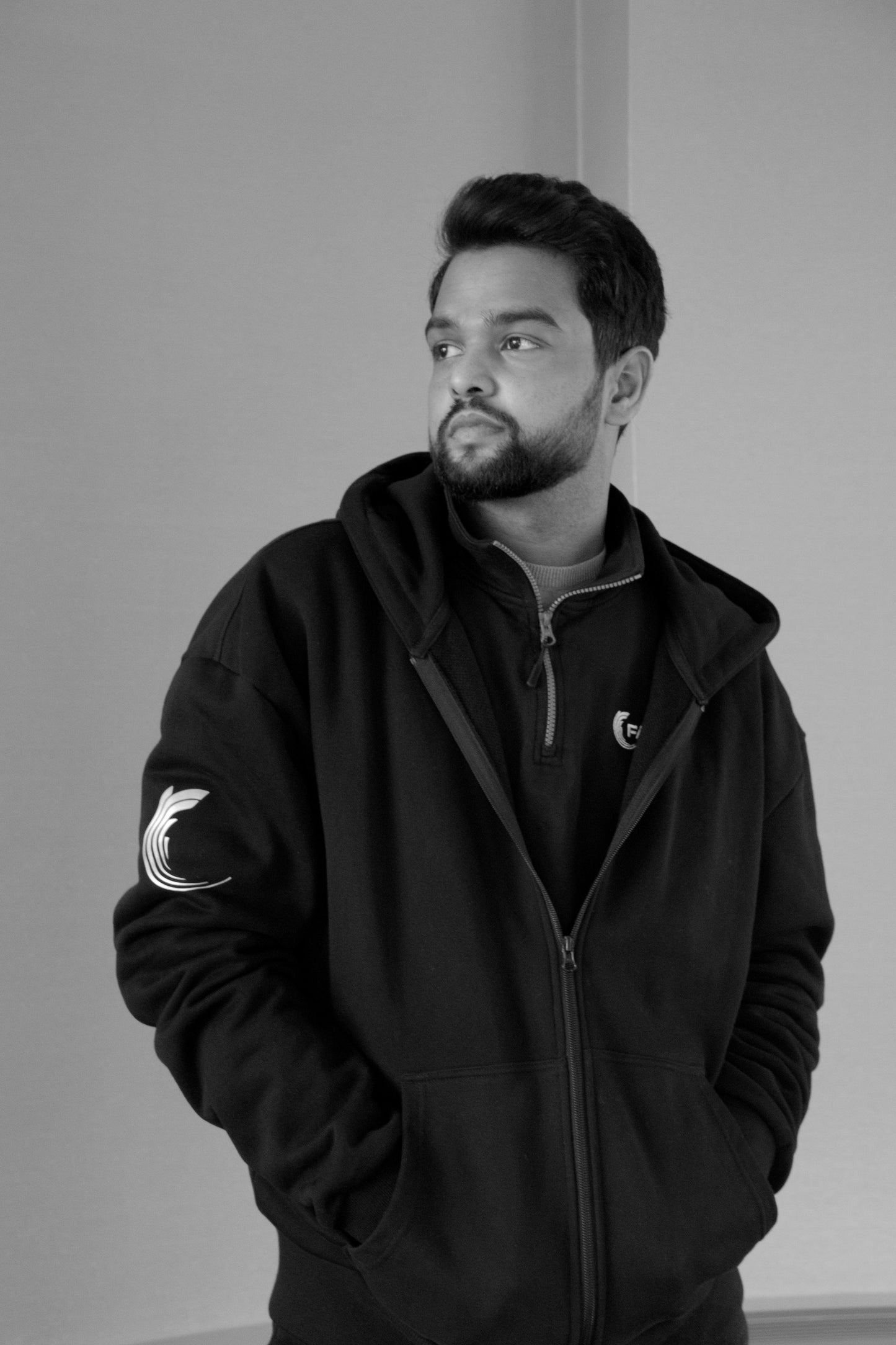Heavyweight black zip hoodie